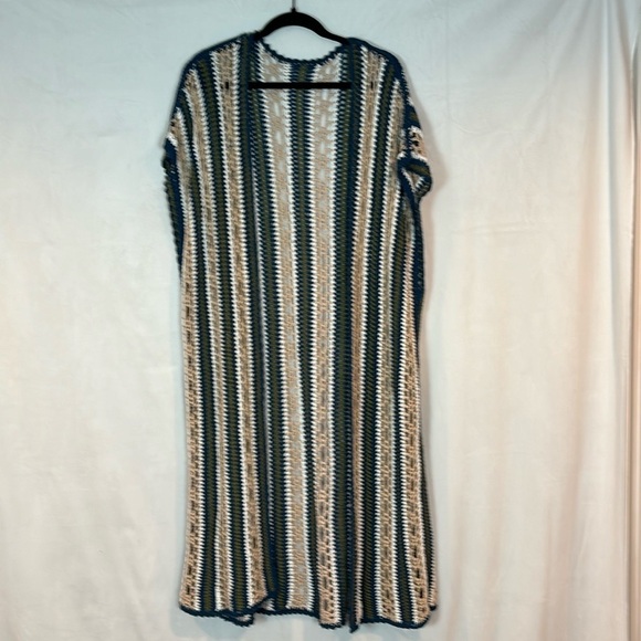 Women’s Crochet colorful long open front duster sweater large/extra large‎ boho - Picture 1 of 9